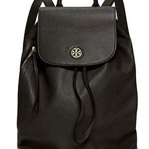 TORY BURCH BRODY BLACK PEBBLED LEATHER BACKPACK